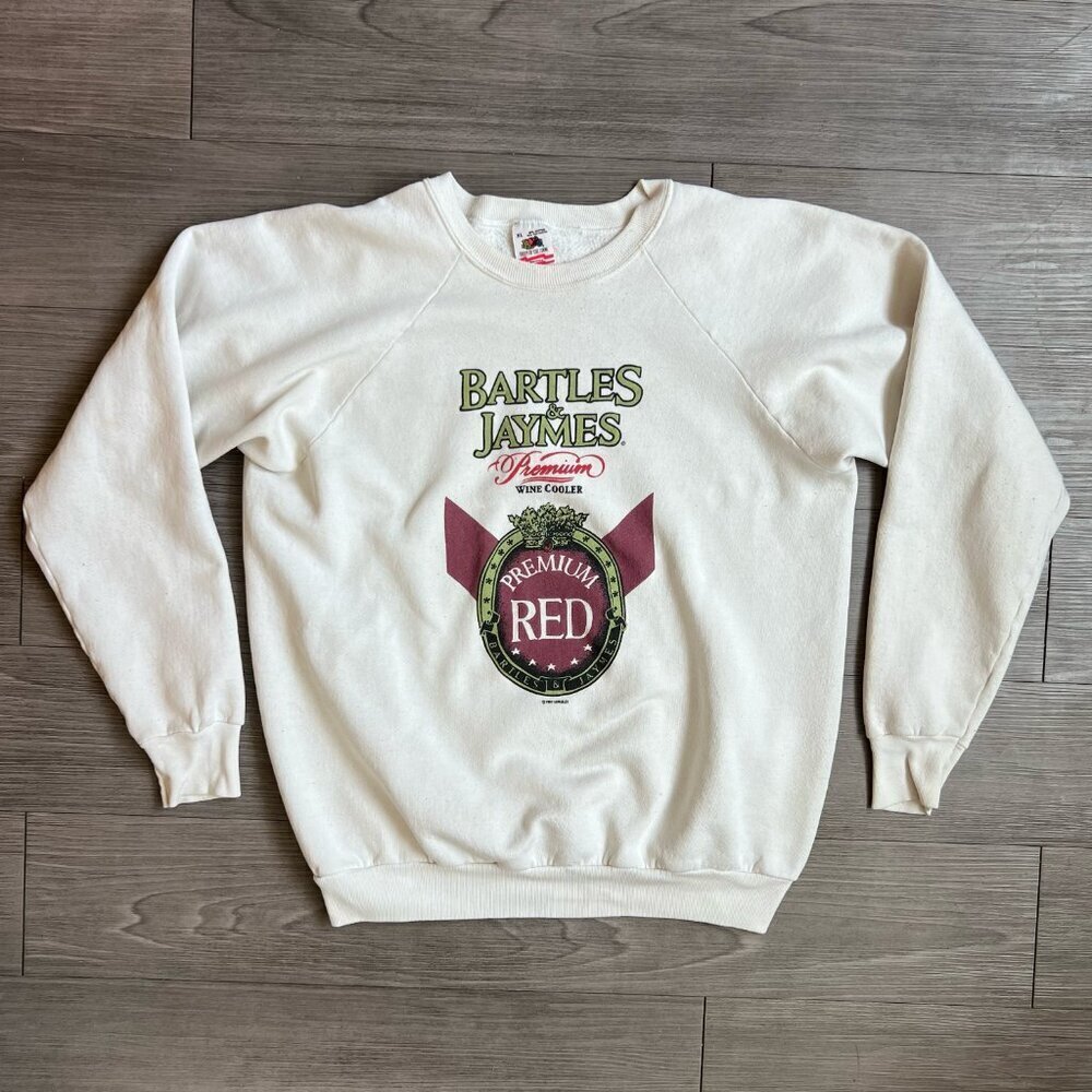 Vtg 80s Bartles & Jaymes Wine Cooler Premium Red Fruit of the Loom Sweatshirt XL